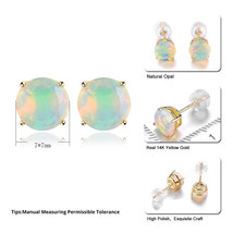 Natural Opal Real 14k Yellow Gold Stud Earring - £122.67 GBP