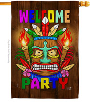 Welcome Tiki Party House Flag 28 X40 Double-Sided Banner - £29.08 GBP