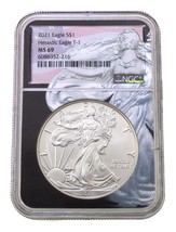 2021 S $1 Silber American Eagle Ausgewählten Von NGC As MS69 Heraldische T-1 - $72.76