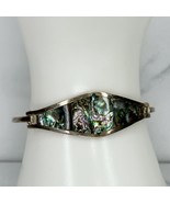 Vintage Abalone Shell Inlay Hinge Bangle Bracelet - $24.74