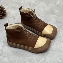 Genuine Leather Winter Boots Women Shoes Mixed Colors Elastic BanToe Flat With N - £90.84 GBP