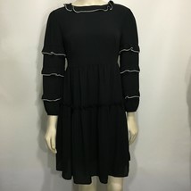 Who Wore What XS Black White Trim Ruffles Tiered Mini-Dress LBD - $29.89