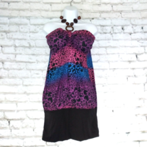 Eye Candy Dress Womens Large Pink Purple Animal Print Banded Hem Halter Dress - £16.43 GBP