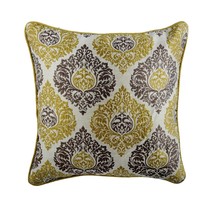 Decorative Gold and Grey Jacquard 16&quot;x16&quot; Throw Pillow Cover, Damask Touch - £23.68 GBP+