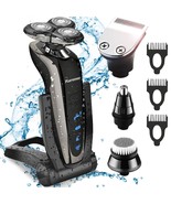 Electric Shaver Razor Waterproof with Nose Trimmer Sideburns Trimmer Fac... - £33.80 GBP
