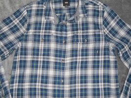 Mens Vans Long Sleeve Shirt Size S Off The Wall Blue Plaid Button Down - $21.00