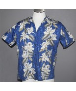 VTG KY&#39;S Hawaiian Tropical White Hibiscus Blue Chest Pocket Button Shirt... - $41.01 CAD