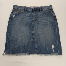 Old Navy RN#54023 Women's Blue Cotton Frayed Bottom Denim Skirt Size 8 image 9