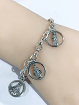 Antique Sterling Vintage Creed Religious Theme Assorted Charm Link Bracelet 7” - £112.18 GBP