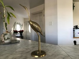 Vintage Brass Stork Crane Bird Art Statue Sculpture Figurine 11.5H - £43.95 GBP