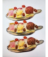 3x Banana Split Ice Cream Paper Die-Cut 10&quot; Diner Sign Soda Fountain Wal... - £15.77 GBP