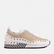 The Aurelia White Gold Woven Leather Women Sneaker image 7