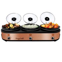 Megachef Triple 2.5 Quart Slow Cooker and Buffet Server in Brushed Coppe... - $84.14