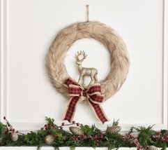 Home Reflections 20&quot; Woodland Faux Fur Wreath in Natural - $193.99