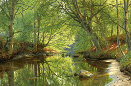 Giclee Creek in the summer forest painting Art Printed on canvas - £7.49 GBP+