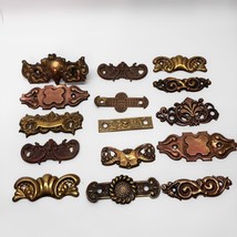 15 Original Antique Ornate Brass Furniture Decor Dresser Handles Backplate Only - £30.87 GBP