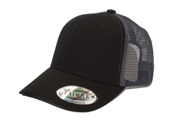 Black Dark Gray - Trucker Hat Cotton Mesh Solid Polo Style Baseball Cap - £14.68 GBP