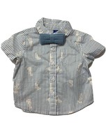 Sz 3-6 Months Infant Boy Easter Short Sleeve Dress Shirt Bow Tie Bunny O... - $11.88