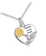 Urn Necklace for Ashes Sterling Silver Hummingbird Flower Urn Necklace H... - $134.64
