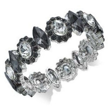 Charter Club Silver-Tone Crystal and Stone Stretch Bracelet - £19.78 GBP