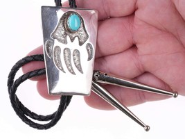 Vintage Native American Sterling and turquoise bolo tie w - £101.79 GBP