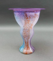 Kosta Boda Sweden Kjell Engman Signed Can Can Flower Art Glass Vase 8 5/8&quot; - £158.48 GBP