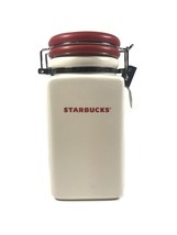 Starbucks 2008 Holiday 27oz Ceramic Coffee Canister Red White 7&quot; Tall - £14.04 GBP