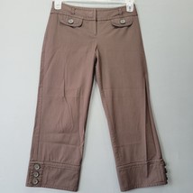 Loft Women Pants Size 2 Brown Stretch Preppy Capri Marisa Classic Flat Front Zip - £11.41 GBP