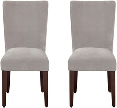 Homepop Parsons Classic Upholstered Accent Dining Chair, Set Of 2, Gray Velvet - £195.03 GBP