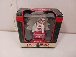 Vintage 1998 Coca Cola Polar Bear On Coke Machine Christmas Ornament - £7.77 GBP