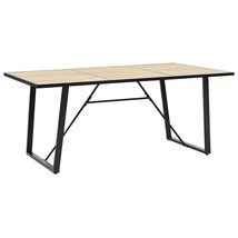 vidaXL Oak Rectangular Dining Table with Black Legs, Seats 6-8 People - $6,933.55 MXN