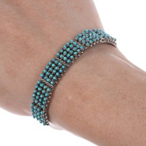 6 3/8&quot; Pete and Vivian Haloo Zuni Fine snake eye turquoise sterling bracelet - £372.41 GBP