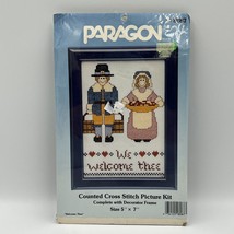 Vtg Paragon Counted Cross Stitch Kit Pilgrim Welcome Thee 8087 Plastic F... - £11.20 GBP