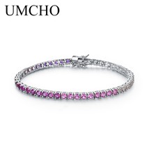 Rich Color Created Nano Rainbow Gemstone Bracelet For Women 925 Sterling Silver  - £53.19 GBP