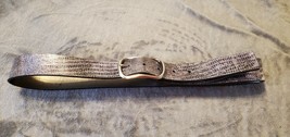 VINTAGE CALVIN KLEIN GENUINE LEATHER SILVER BUCKLE BELT - SILVERY BLACK ... - £34.65 GBP