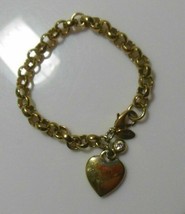 Park Lane Gold-tone Heart / Rhinestone Charm Bracelet 7&quot; - £12.65 GBP