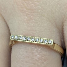 Vintage 0.15CT Simulated Diamond Bar Engagement Ring Yellow Gold Plated Silver - £62.62 GBP