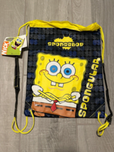 Spongebob Squarepants 15 x 11&quot; School Backpack Drawstring Blue Yellow &quot;Spongular - £16.60 GBP