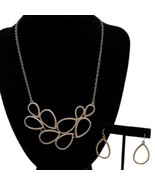 Francesca’s Gold Tone &amp; Crystal Bib Statement Necklace &amp; Earring 2-Piece... - $33.22 CAD