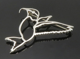 925 Sterling Silver - Shiny Hummingbird Motif Outline Brooch Pin - BP6099 - £30.29 GBP