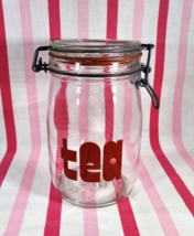 Groovy 1970&#39;s Pop Art Triomphe France Glass TEA Kitchen  Bale Latch Canister - £18.98 GBP