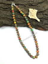 Natural Rainbow Calsilica 8x8 mm Beads Stretch Necklace Adjustable AN-10 - £6.37 GBP