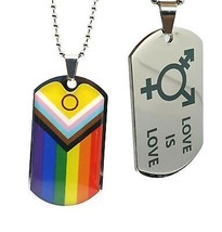 Progress Pride Halskette Anhänger Gay Trans Bi Intersex LGBTQIA+ Liebe ist... - £11.14 GBP