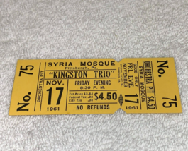 THE KINGSTON TRIO 1961 UNUSED CONCERT TOUR TICKET SYRIA MOSQUE Pittsburg... - £19.74 GBP