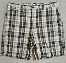 Chaps 100% Cotton Shorts Mens Size 38 Beige Plaid - £15.48 GBP