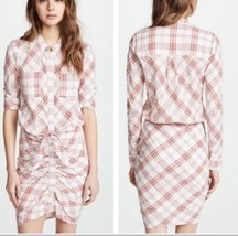 Veronica Beard Size 0 Della Plaid Button Down Shirt Dress Ruched Lightwe... - £100.96 GBP