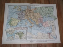 1910 ANTIQUE MAP OF MEDITERRANEAN SEA AUSTRIA HUNGARY TURKEY ITALY GERMANY - $23.65