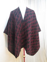 c219L Geometric ZigZag Wool Blanket Wrap Poncho Cape Shawl Open Front On... - $24.74