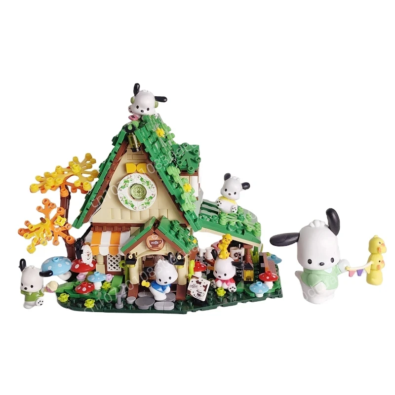 Sanrio Series Building Blocks Cartoon Cute Pochacco Fairy Tale Coffee House - £50.05 GBP+