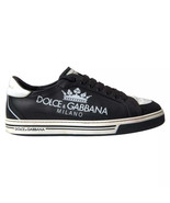 Dolce &amp; Gabbana Black Leather Crown Milano Men Sneakers Shoes - $439.83